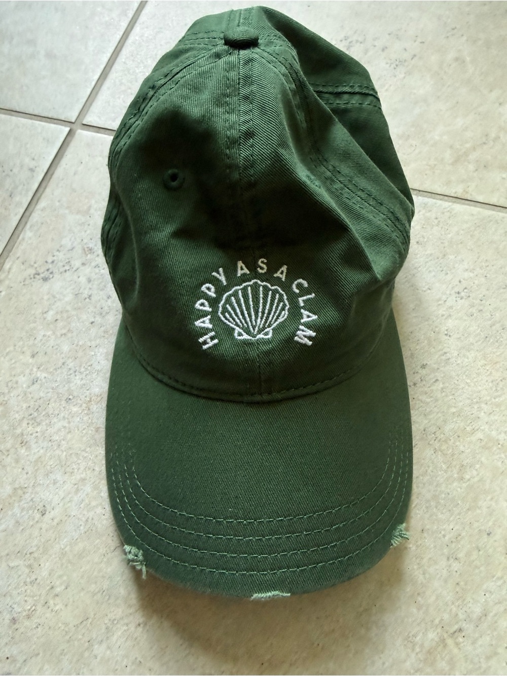 aerie Dark Green Baseball Cap with White Shell Embroidery